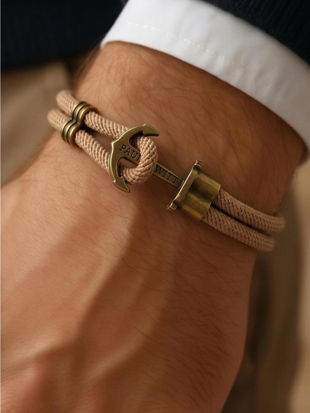 Men’s Beige Rope Anchor Bracelet they are same photo but different size